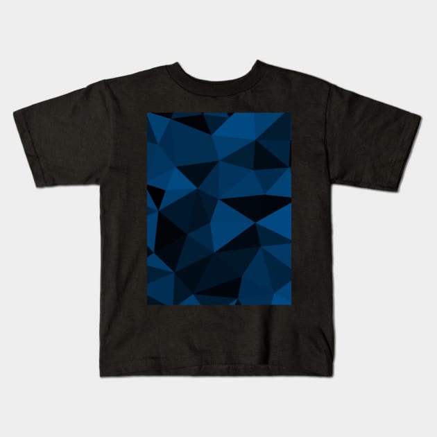 Dark blue and black geometric mesh pattern Kids T-Shirt by PLdesign